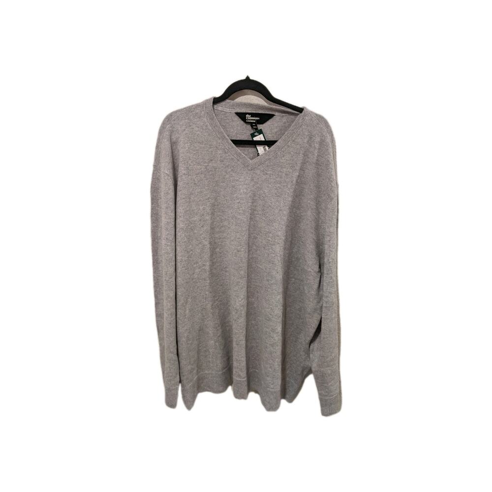 The Commons Men's 3XL Light Grey 100% Cashmere V Neck Sweater NWT
